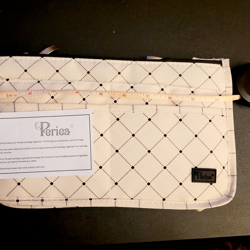 Peria Quilted Organizer Bag in Cream and Black Dot